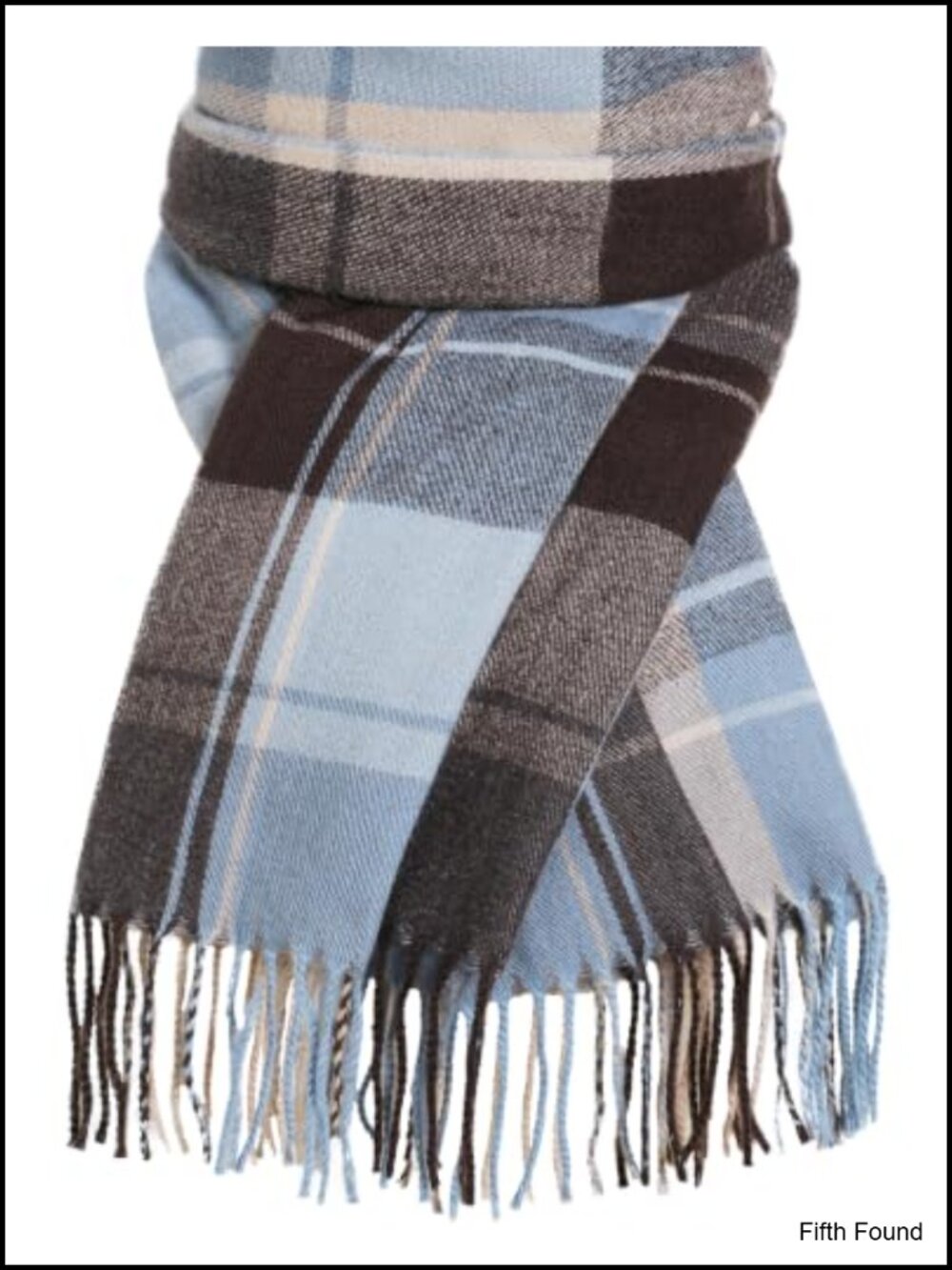 Oversized Plaid Cashmere Feel Winter Scarf with Tassels